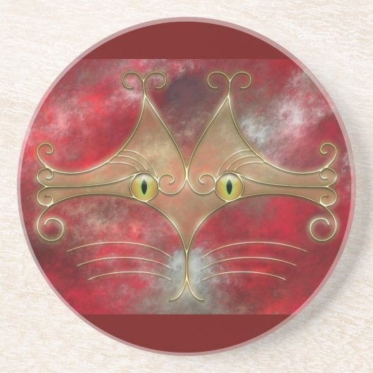 En Grès Dessous de verre des yeux de chat (Devant)