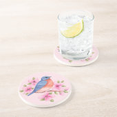 En Grès Dessous de verre d'oiseau bleu (Côté)
