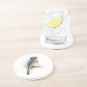 En Grès Dessous de verre d'oiseau bleu (Côté)