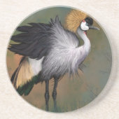 En Grès Dessous de verre d'oiseaux de la grue couronnée (Devant)
