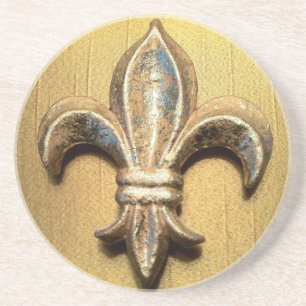 En Grès Dessous de verre d'or d'impression de Fleur de lis