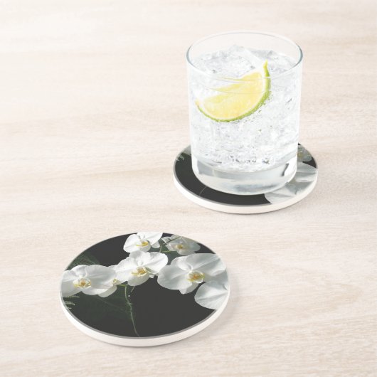 En Grès Dessous de verre d'orchidées blanches (Côté)