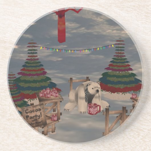 En Grès Dessous de verre d'ours polaire (Devant)