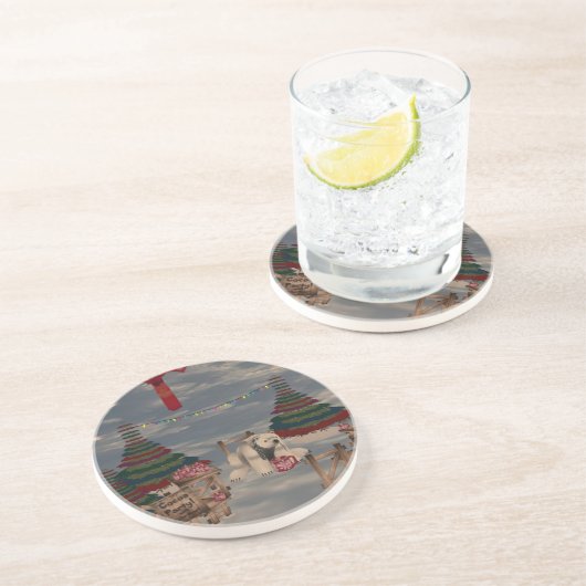 En Grès Dessous de verre d'ours polaire (Côté)