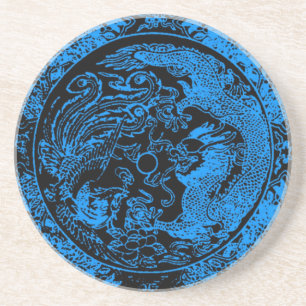 En Grès Dessous de verre Dragon et Phoenix