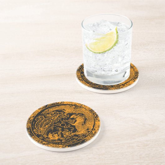 En Grès Dessous de verre Dragon et Phoenix (Côté)