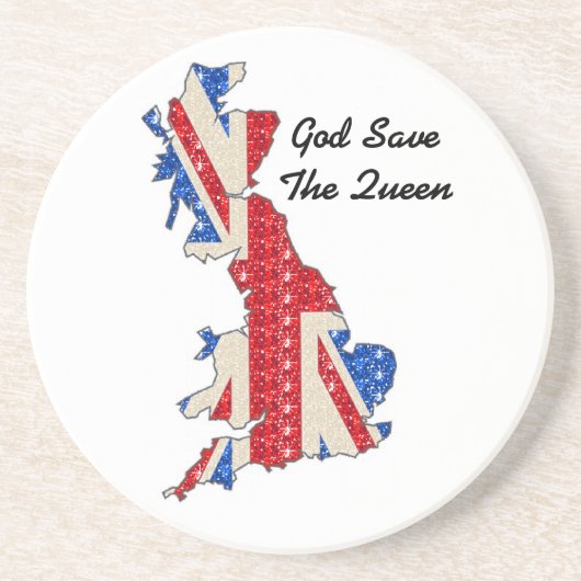 En Grès Dessous de verre Drapeau Royaume-Uni God Save The (Devant)