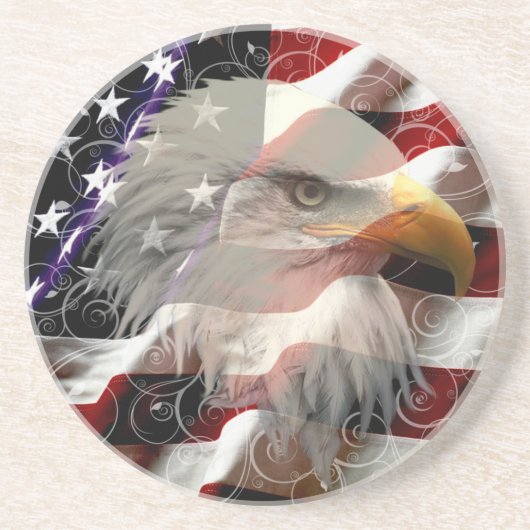 En Grès Dessous de verre du drapeau American Eagle (Devant)