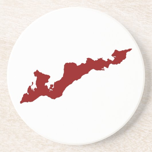 En Grès Dessous de verre du logo de Fishers Island - Rouge (Devant)