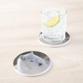 En Grès Dessous de verre du loup arctique (Côté)