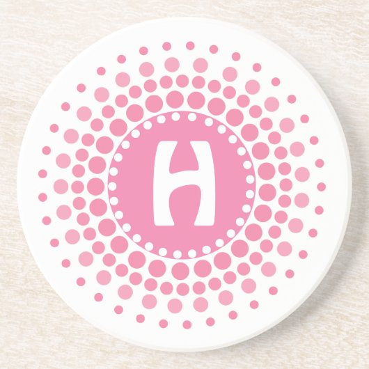 En Grès Dessous de verre élégants de pierre de monogramme (Devant)