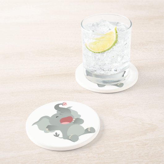 En Grès Dessous de verre Eléphant Cartoon Sleepy (Côté)