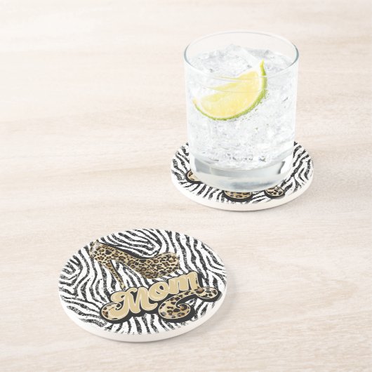 En Grès Dessous de verre Empreinte de léopard noir blanc (Côté)