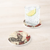 En Grès Dessous de verre Epehemera Rooster vintage (Côté)