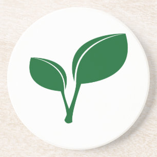 En Grès Dessous de verre Feuille vert