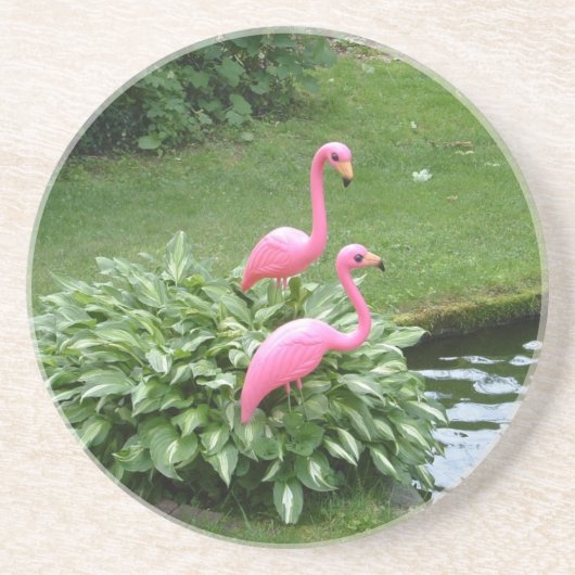 En Grès dessous de verre FLAMANTS ROSES (Devant)