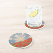 En Grès Dessous de verre Fleurs rouges (Côté)