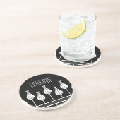 En Grès Dessous de verre floral Art déco noir et blanc (Côté)