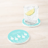 En Grès Dessous de verre Floral Art déco Turquoise (Côté)