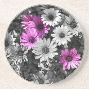 En Grès Dessous de verre Floral aux marguerites violettes 