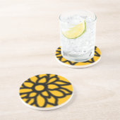 En Grès Dessous de verre floral (Jaune) (Côté)