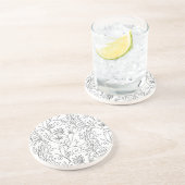 En Grès Dessous de verre floral noir et blanc (Côté)