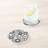 En Grès Dessous de verre floral noir et blanc (Côté)