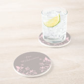 En Grès Dessous de verre floral papillon rose (Côté)
