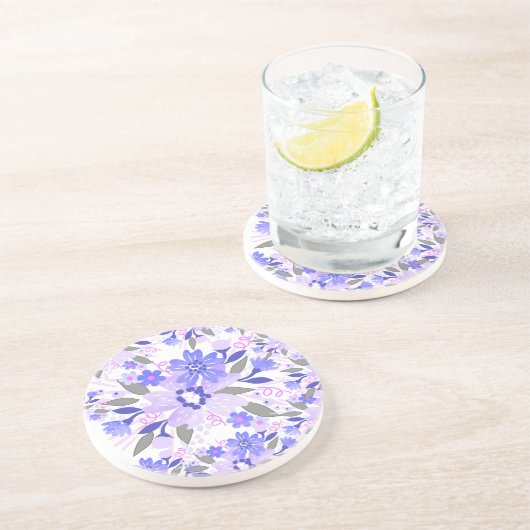 En Grès Dessous de verre Floral pourpre (Côté)