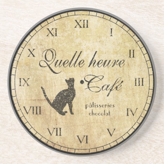 En Grès Dessous de verre français d'horloge de café (Devant)