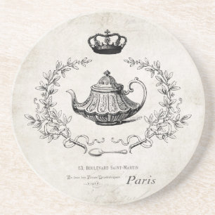 En Grès Dessous de verre français vintages de pierre de