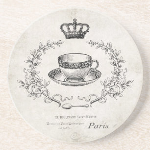 En Grès Dessous de verre français vintages de pierre de