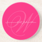 En Grès Dessous de verre Fuchsia Monogramme pour Noces de (Devant)