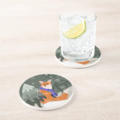 En Grès Dessous de verre Fun Cute Winter Fox (Côté)