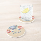En Grès Dessous de verre Funky 4 juillet Fireworks (Côté)