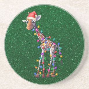En Grès Dessous de verre Giraffe de Noël