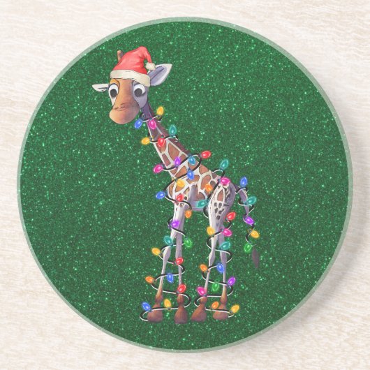 En Grès Dessous de verre Giraffe de Noël (Devant)