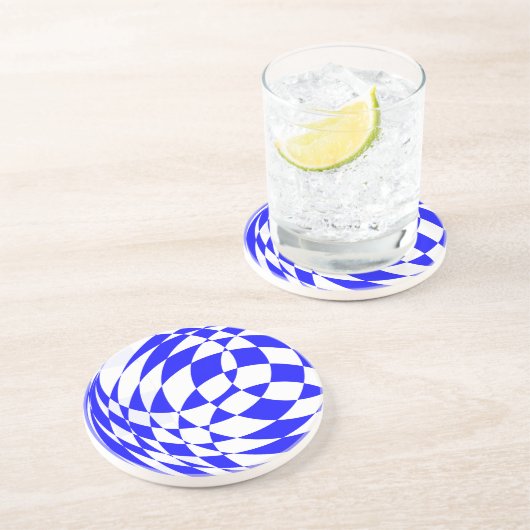 En Grès Dessous de verre (grès) - Balle damier 3D (Côté)