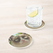 En Grès Dessous de verre grincheux de chat (Côté)