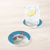 En Grès Dessous de verre grincheux de regard fixe de chat (Côté)