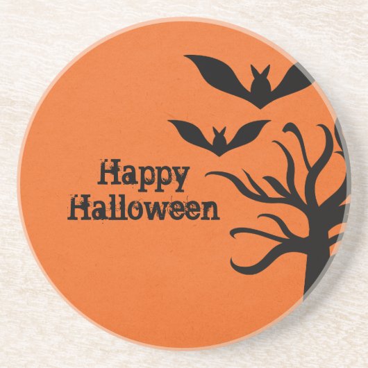 En Grès Dessous de verre Halloween Eerie Bats, Orange (Devant)