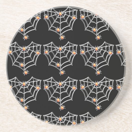 En Grès Dessous de verre Halloween Spiderweb (Noir) (Devant)