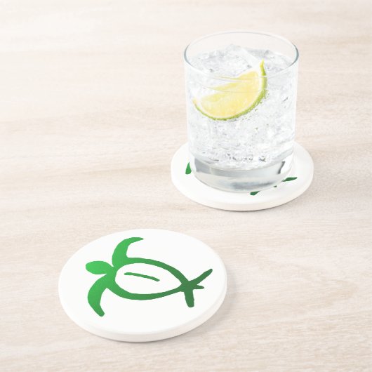 En Grès Dessous de verre hawaïens de pétroglyphe de Honu (Côté)