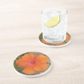 En Grès Dessous de verre Hibiscus d'Orange (Côté)