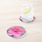 En Grès Dessous de verre Hibiscus rose (Côté)