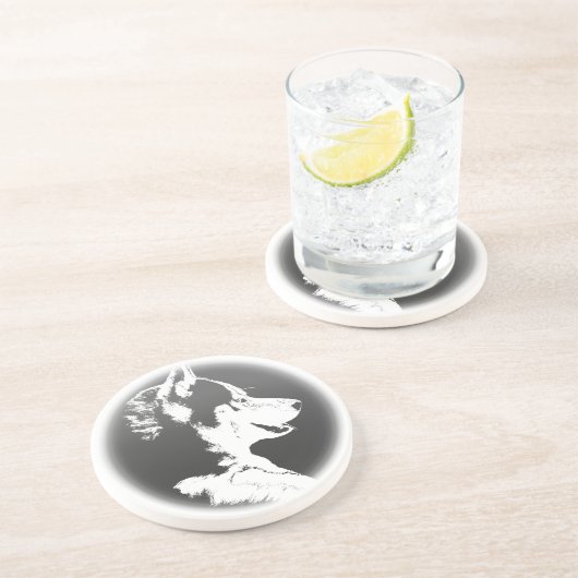 En Grès Dessous de verre Husky Dessous de verre Chien Chie (Côté)