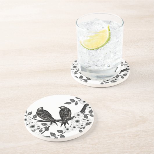En Grès Dessous de verre Inséparables vintages (Côté)