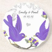 En Grès Dessous de verre Inséparables Vintages violets (Devant)