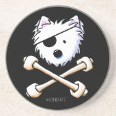 En Grès Dessous de verre KiniArt Pirate Westie Crossbones (Devant)