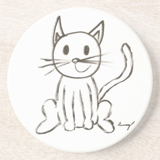En Grès Dessous de verre Kitty Peint (Devant)